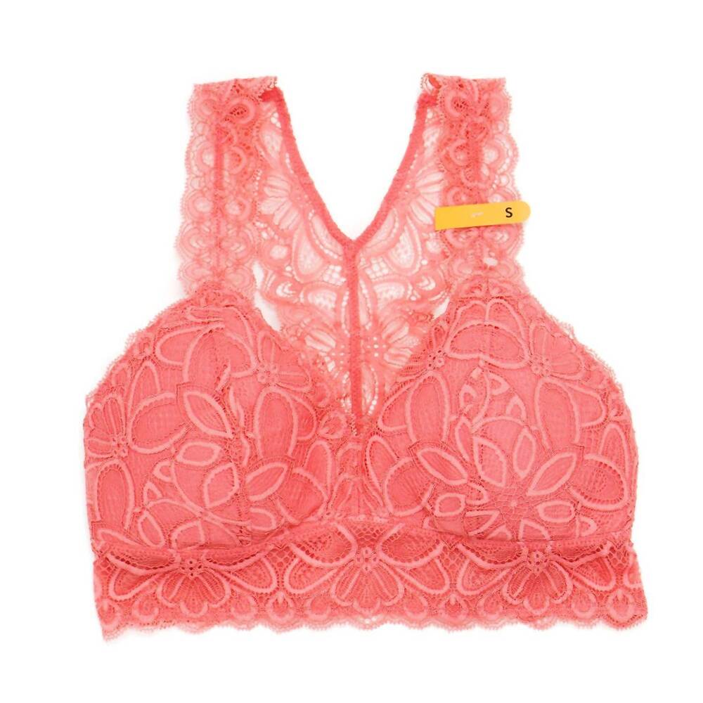 NEW MAIDENFORM women's racerback straps lace wirefree bra in pink begonia